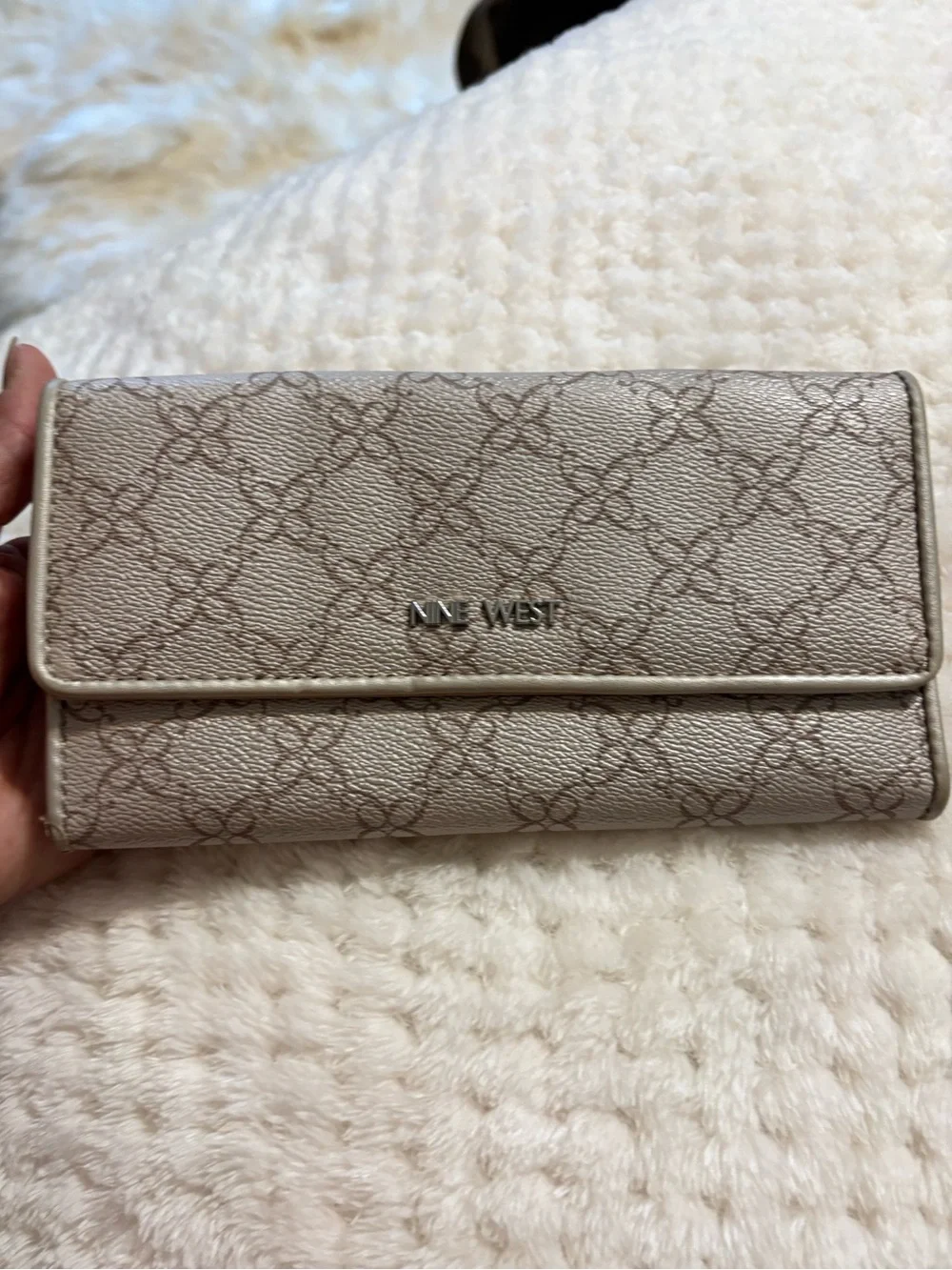 Nine West Taupe Monogram Flap Wallet